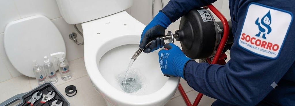 Profissional realizando Desentupidora de Vasos Sanitários em Gaspar
